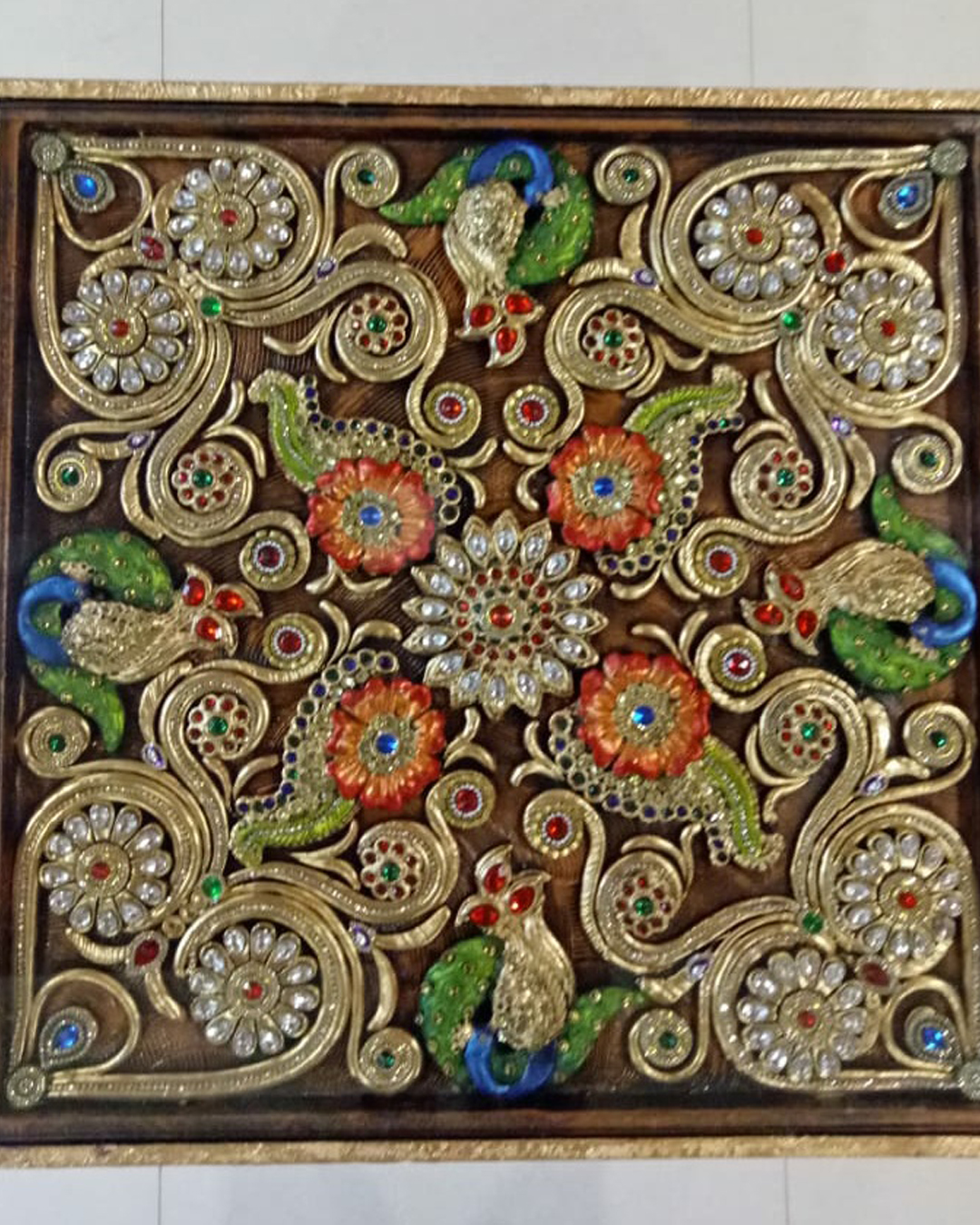 Riddhi Siddhi Art Creations - Gold Square Chowki